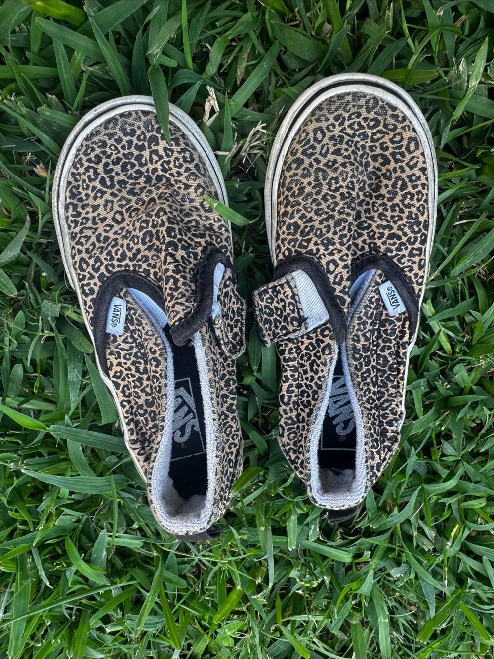 Vans Kids Leopard Print Slip-On Sneakers - Tan and Black